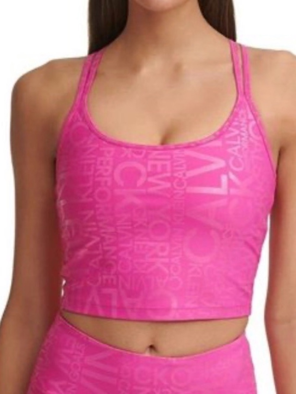 Calvin Klein Performance Hot Pink Logo Crop Tank